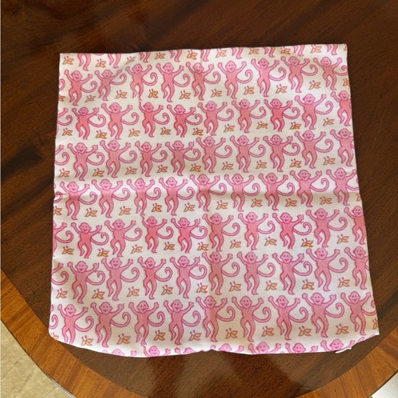 Other - Pink Monkey Patterned Fabric Zippered Pillow Cover